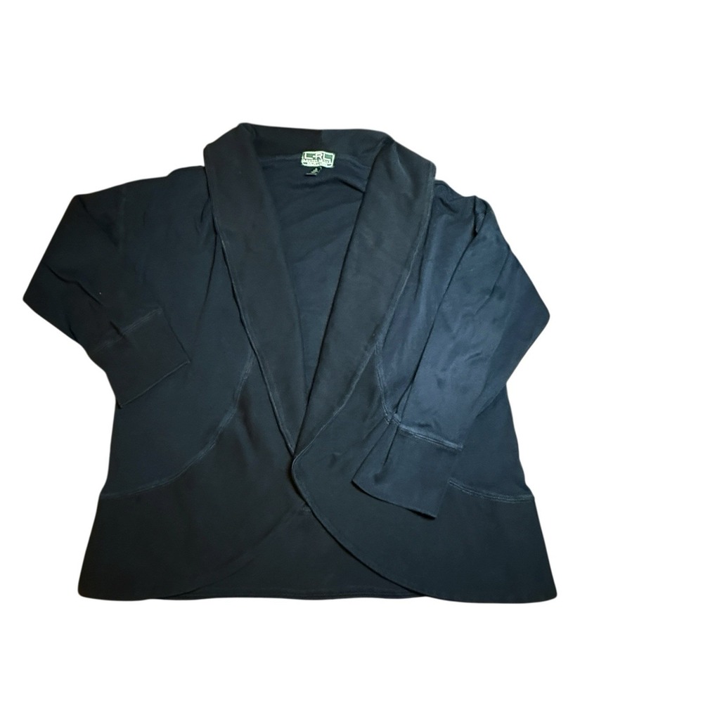 Lauren Active Ralph Lauren Women's Cardigan Sweater Black XL 100% Cotton Preppy